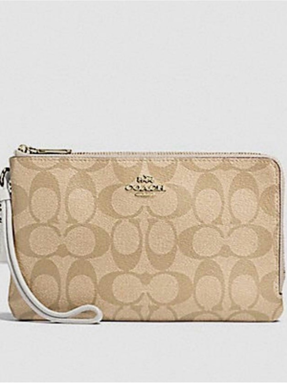 Coach Signature Double Zip Wallet/Wristlet (8.5”L x 4.5”H x 1.25”W)(#F54057)